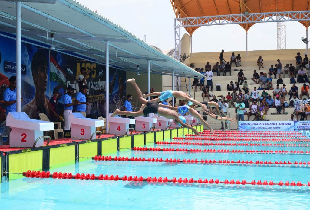 Intense thrill of swimming competitions held time captive in Dera Sirsas sports village